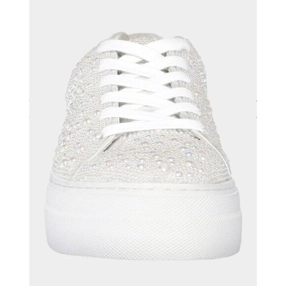 Betsy Johnson SIDNY all-over Pearl Platform Sneakers Ivory Size 11 Bridal - Picture 3 of 12